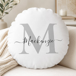 Personalisera Monogram Initial Bokstav Namn Rund Kudde
