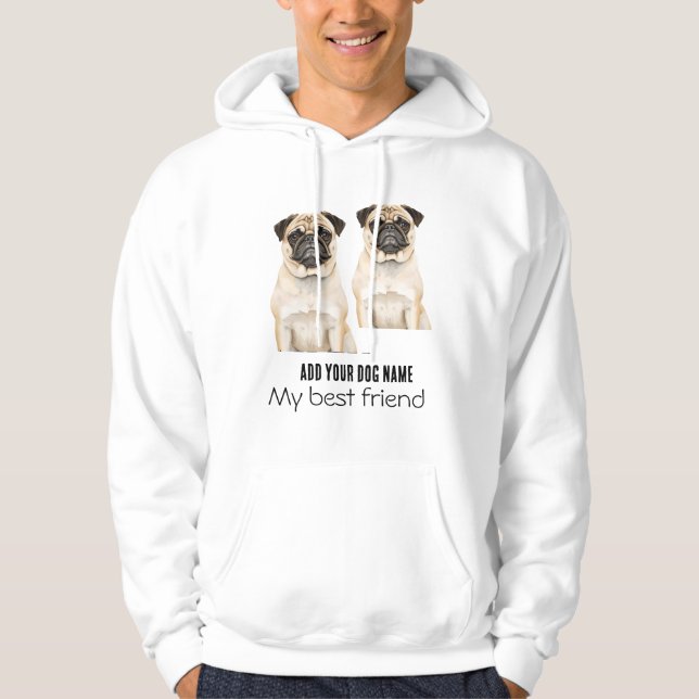 Personalisera mops-hundar hoodie (Framsida)