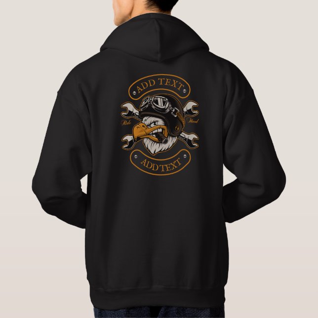 Personalisera Motorcykel Biker Eagle Skiftnycklar Hoodie (Baksida)