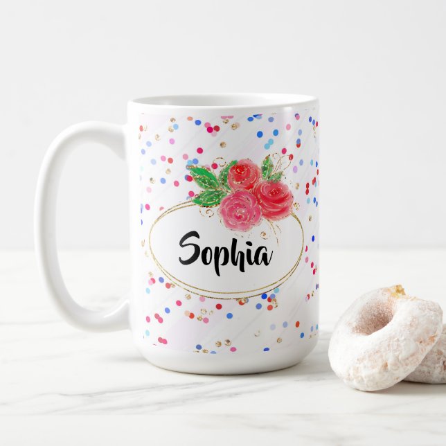 Personalisera mugg, glitter, eget flicknamn kaffemugg (Med munk)
