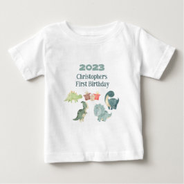 Personalisera Namn År Första Födelsedag Baby Dino T Shirt