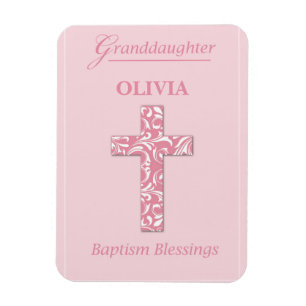 Personalisera Namn Barnbarn Dopfest Rosa Flicka Magnet