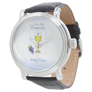 Personalisera Namn Boy First Communion Chalice, v Armbandsur