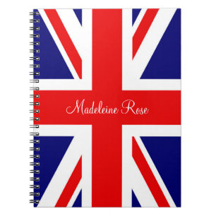 Personalisera Namn British National Flagga Anteckningsbok