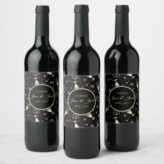 Personalisera Namn/Date Golden Firande Beverage Vinflaska Etikett