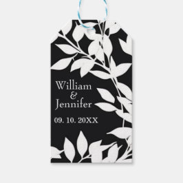Personalisera Namn, Datum Elegant Svart & Vitt bla Presentetikett