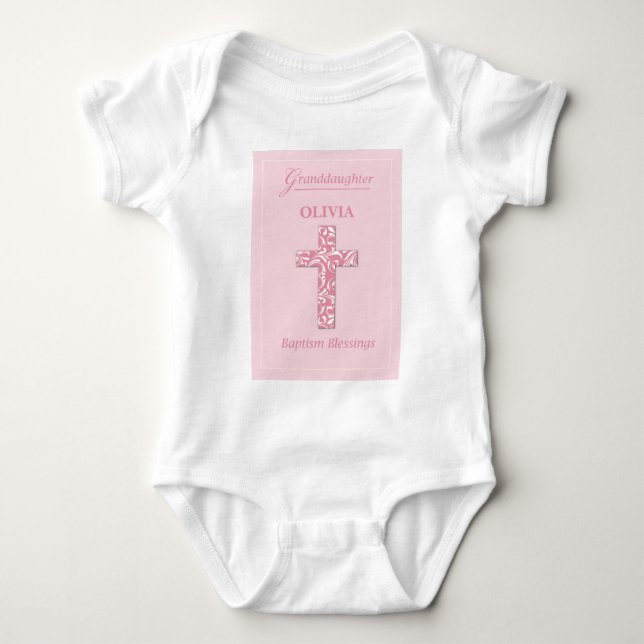Personalisera Namn Granddottdotter Baptism Rosa Gi T Shirt (Framsida)