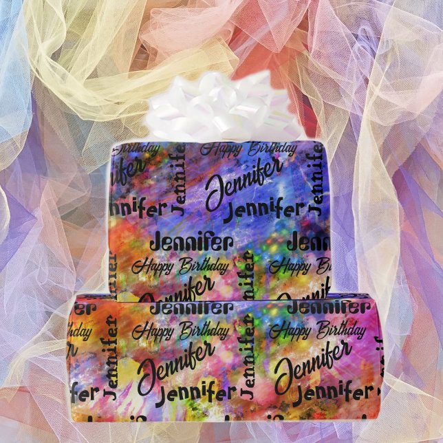 Personalisera Namn Grattis på födelsedagen Färg St Presentpapper (Skapare uppladdad)