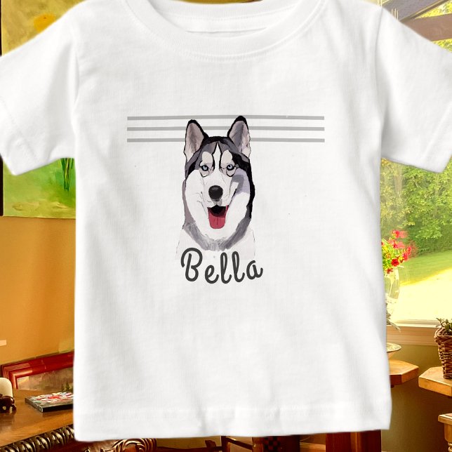 Personalisera Namn Husky Multimedia Baby T-Shirt (Skapare uppladdad)