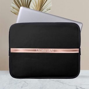 Personalisera Namn, Initialer, Ro, Guld, Rand, Blk Laptop Fodral