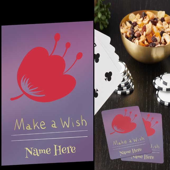 Personalisera Namn, Magic Red Flower, Lila Bkgd Casinokort (Magical Red Flower & Personalize Name with Purple Background)
