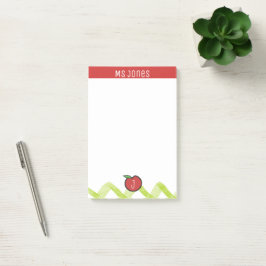 Personalisera Namn och Monogram Apple Teacher Post-it Block