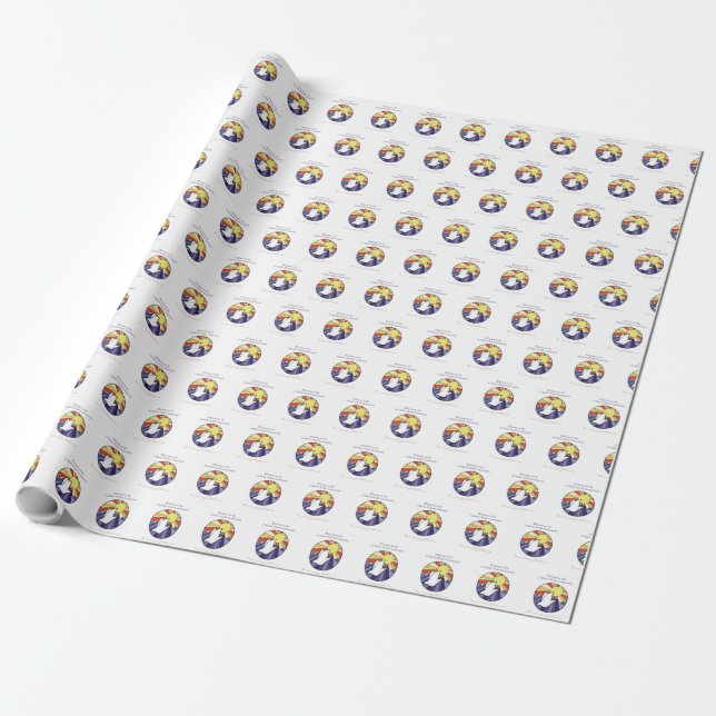 Personalisera Namn, RCIA Dove Circle på Gul bakgru Presentpapper (Utrullad)
