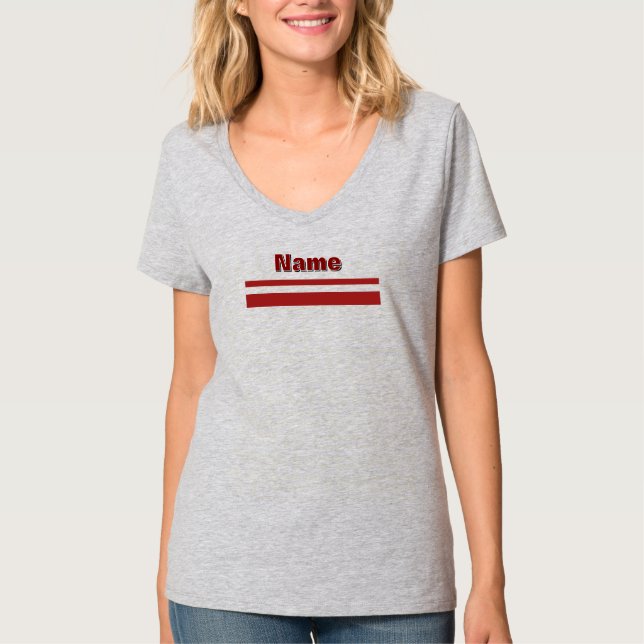 Personalisera Namn Röd Band Kvinnor Grå T Shirt (Framsida)