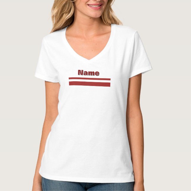 Personalisera Namn Röd Band Kvinnor Vit T Shirt (Framsida)