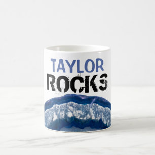 *~* Personalisera NAMN STEN Crystal Geode Agate Kaffemugg