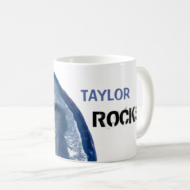 * Personalisera NAMN STEN Crystals Geode Agate Kaffemugg (Framsida höger)