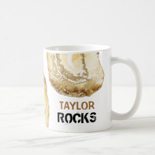 *~* Personalisera NAMN STEN Gult Guld Glitter Kaffemugg