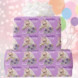 Personalisera Namn Unicorn Girls Birthday Gift Presentpapper