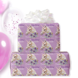 Personalisera Namn Unicorn Girls Birthday Gift Presentpapper
