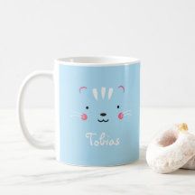 Personalisera paleturcoise blue adsible cat mugg