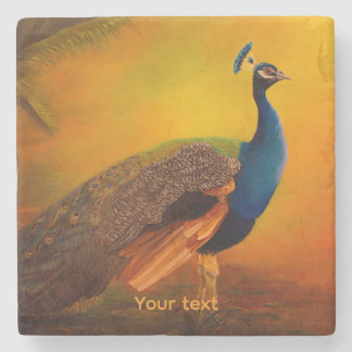 Personalisera Peacock at Sunrise-målning konst Stenunderlägg