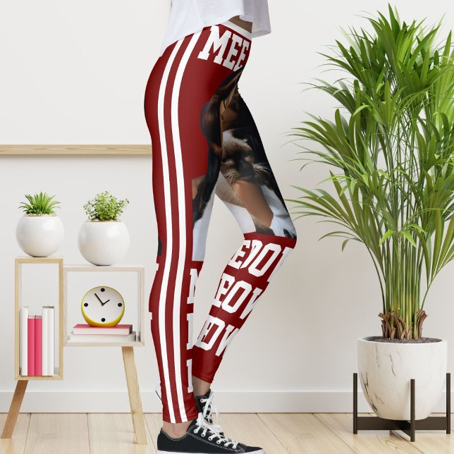 Personalisera Pet Cat Mamma Cute Deep Red White Ph Leggings (Skapare uppladdad)