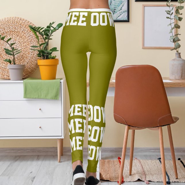 Personalisera Pet Cat Mamma Kärlek Olive White Pho Leggings (Skapare uppladdad)