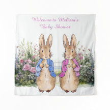 Personalisera Peter och Flopsy Baby shower Fyrkant
