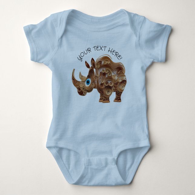 Personalisera Pojke Cute Rhino T Shirt (Framsida)