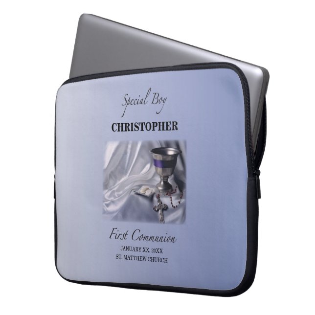 Personalisera, pojke, första kommunblå laptop fodral (Framsidan Vänster)