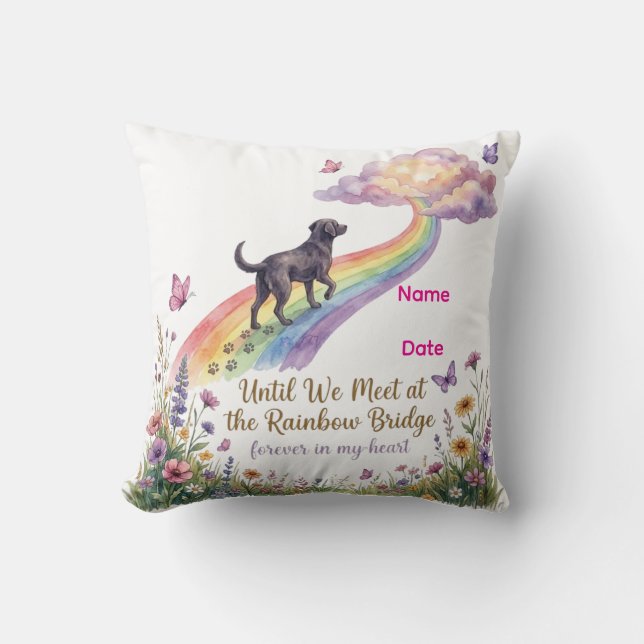 Personalisera Rainbow Bridge Hundminne   Kudde (Framsida)