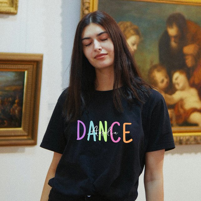 Personalisera Rainbow Färg Dance Älskare Black T Shirt (Personalize Rainbow Color Dance Lover Black T-Shirt)