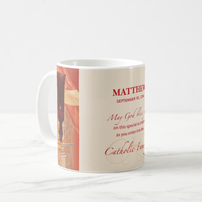 Personalisera, RCIA Grattis, Katolsk, Röd Kaffemugg (Framsida vänster)
