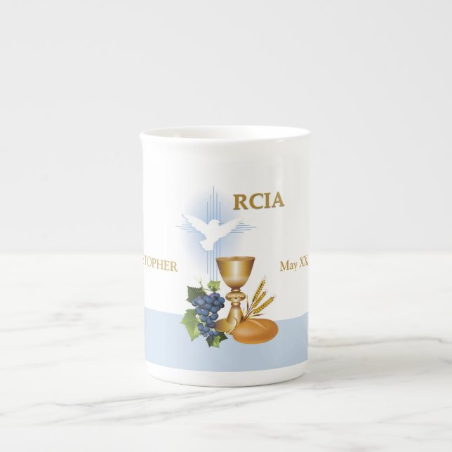 Personalisera, RCIA Grattis Katolsk Sakrament Benporslin Mugg (Framsidan)
