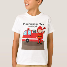 Personalisera Red Fire Engine Firefighter Tom T Shirt