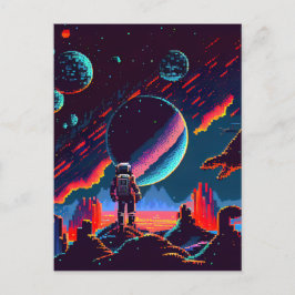 Personalisera - Retro 8-bitars rymdastronaut Vykort