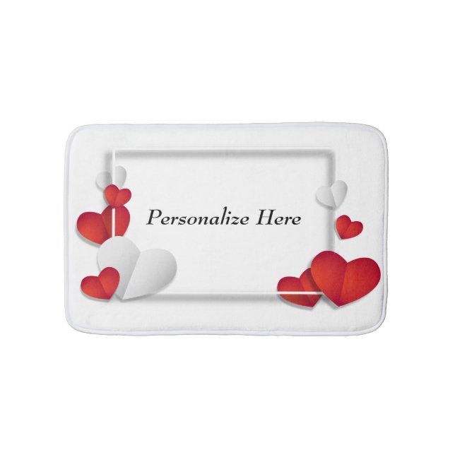 Personalisera Romantic Red Hearts Valentine Badrumsmatta (Framsidan)