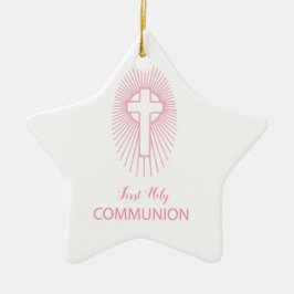 Personalisera, Rosa First Heliga Communion Kor Hos Julgransprydnad Keramik