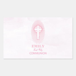 Personalisera, Rosa First Heliga Communion Kor Hos Rektangulärt Klistermärke