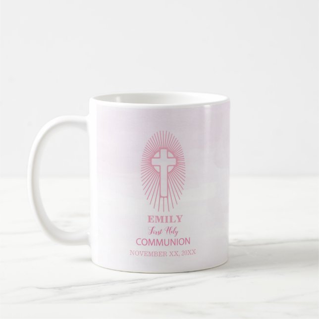 Personalisera, Rosa första heliga kommunion kors V Kaffemugg (Vänster)