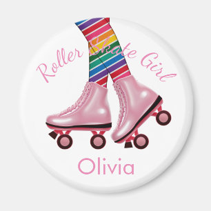 Personalisera - Rosa Roller Skate Girl Magnet