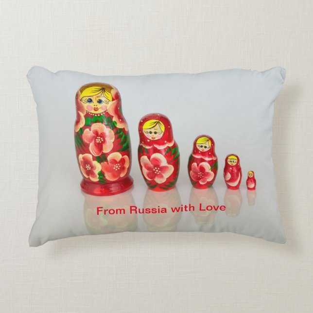 Personalisera ryska Matryoshka-dockor Prydnadskudde (Framsidan)