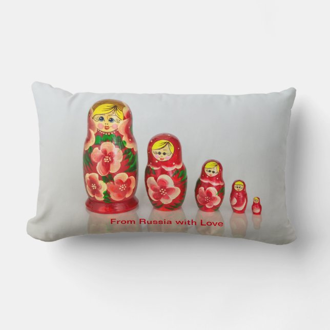 Personalisera ryska Matryoshka  stapelbara dockor Lumbarkudde (Framsida)