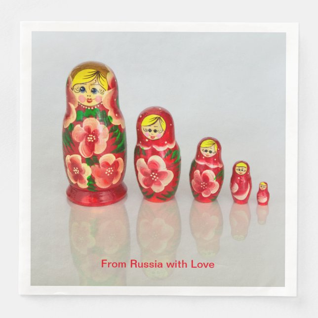 Personalisera ryska Matryoshka  stapelbara dockor Pappersservett (Framsida)