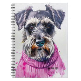 PERSONALISERA: Schnauzer Hund in Rosa Sweater Anteckningsbok