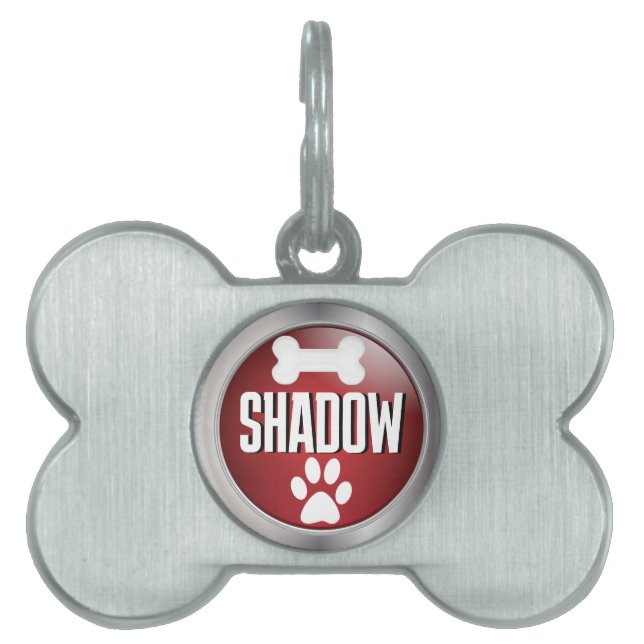 Personalisera Silver och Red Animal ID ID-bricka Husdjur (Framsidan)