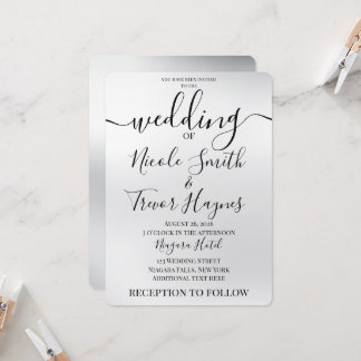 Personalisera: Silver Smudge Blur Bröllop Inbjudningar