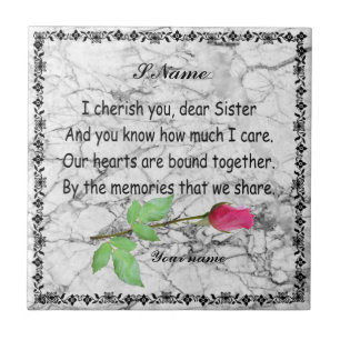 PERSONALISERA SISTER QUOTE KAKELPLATTA