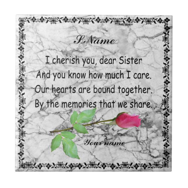 PERSONALISERA SISTER QUOTE KAKELPLATTA (Framsidan)